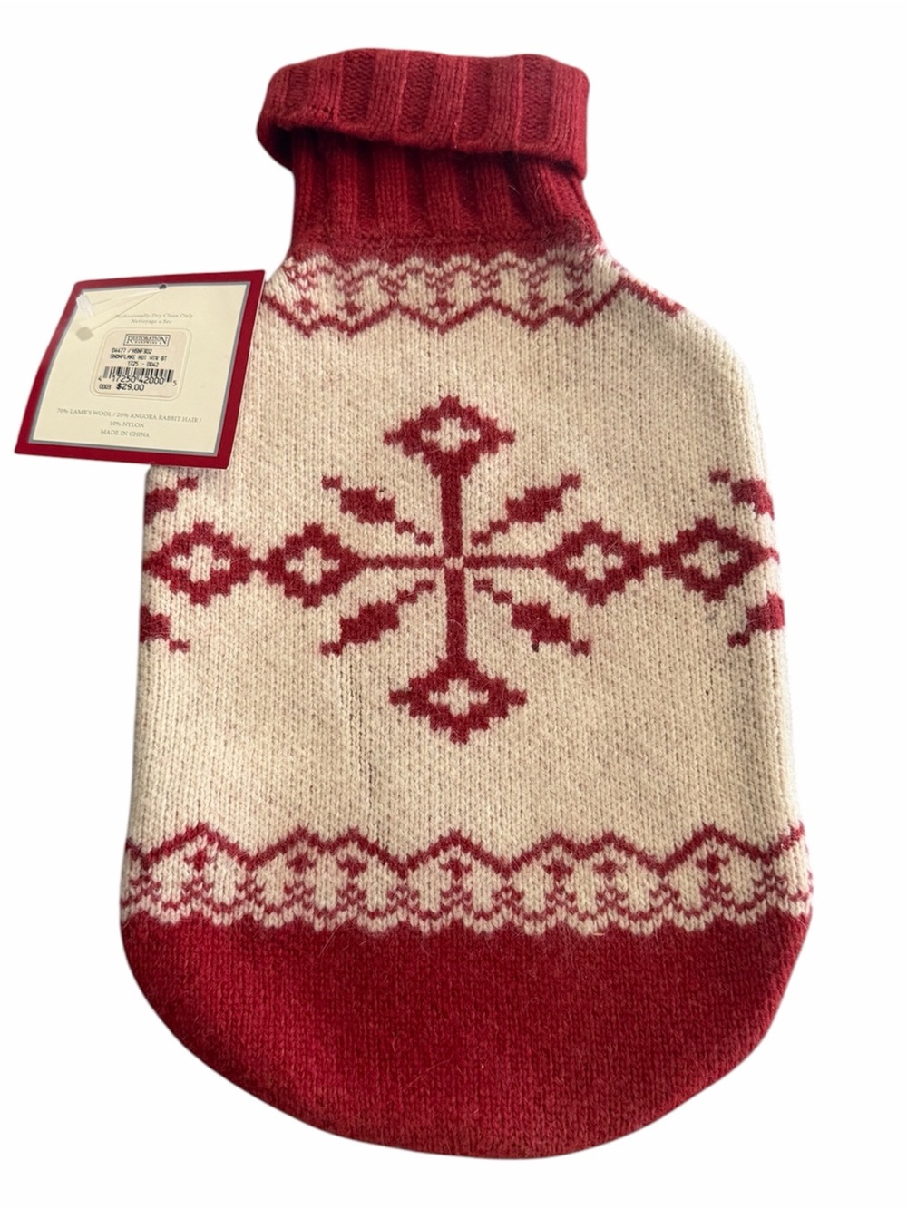 NWT Restoration Hardware Lambs Wool Angora Snowflake Fair Isle Hot Bottle Cover